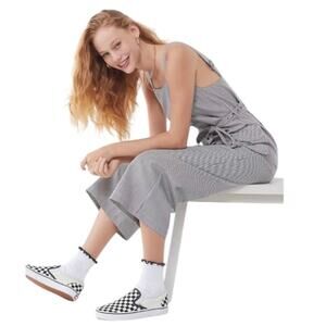 Urban outfitters wide leg Jumpsuit black & white pin stripe crop Miranda Striped